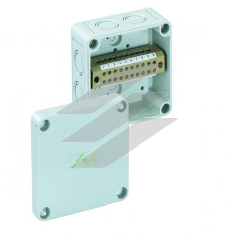Корпус RKK 4/10-10х4² (94х94х57), клема 10пол.х4мм², полістирол, метрич. введення-7 місць під М16/20, IP66, Spelsberg